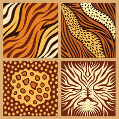 Collection of four stylized animal print patterns silhouette