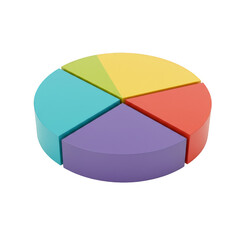 Obraz premium 3D Pie Chart Colorful Business Data Statistic Transparent Background