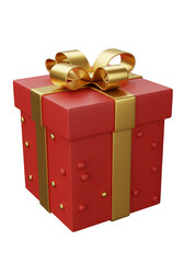 Obraz premium 3D Red Gift Box with Golden Ribbon Holiday Celebration Surprise