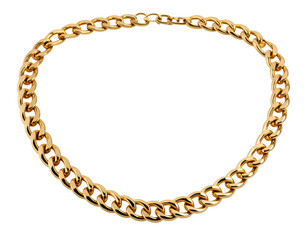 Obraz premium Elegant Gold Chain Necklace with Delicate Links, isolated on transparent background PNG