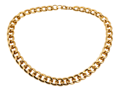  Elegant Gold Chain Necklace with Delicate Links, isolated on transparent background PNG