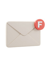 3D Render Email Notification Letter Unread Mail Envelope Alert