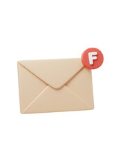 3D Render Email Message Notification Letter Inbox Transparent PNG