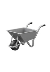 3D Render Gray Wheelbarrow Transport Gardening Farming Equipment Isolated