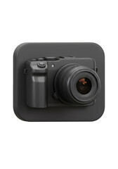 3D Render of a Black Digital Camera Icon with Transparent Background