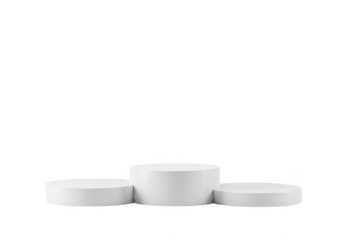3D Render White Round Pedestal Stage for Product Display Transparent
