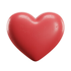 3d Render of Red Heart on Transparent Background Valentines Gift