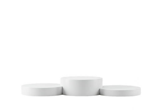 3D Render White Round Pedestal Stage for Product Display Transparent