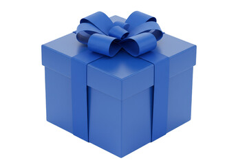 3D Rendering of Blue Gift Box with Ribbon Celebration Design