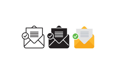 Email confirmation and notification icons with check marks