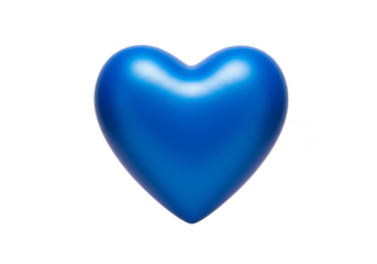 3D Shiny Blue Heart Symbol of Love on Transparent Background