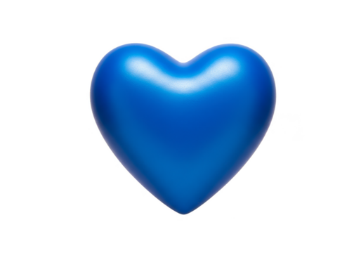 3D Shiny Blue Heart Symbol of Love on Transparent Background