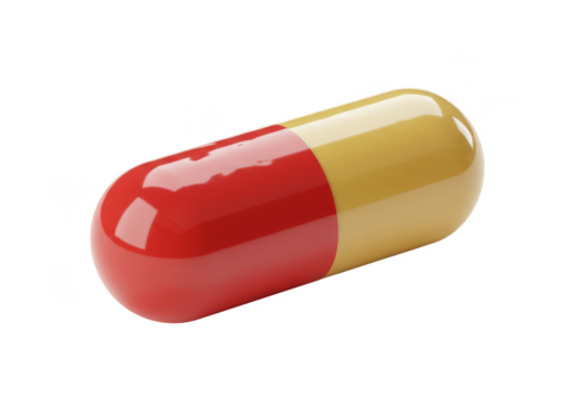3D Rendering of Red Yellow Capsule for Medicine or Healthcare