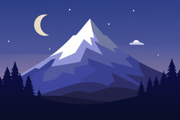 Obraz premium winter landscape with mountains and moon