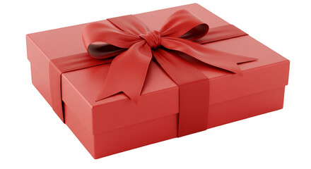 Obraz premium 3D Rendering of Red Gift Box Tied with Ribbon Transparent