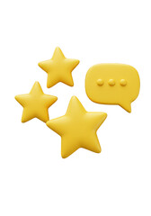 Obraz premium 3D Yellow Stars and Chat Bubble Illustration Transparent Render Icon