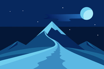 Fototapeta premium winter mountain landscape with moon