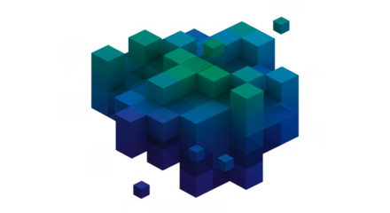 Abstract 3D Cube Geometric Pixel Isometric Background Transparent PNG