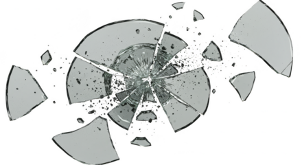 Abstract Grey Explosion Effect Transparent Splinter Fragments Burst Crash