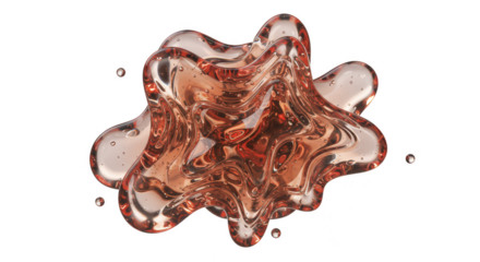 Abstract Orange Splash Liquid Fluid Shape Transparent Background