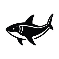 Obraz premium Blue Shark Icon Outline Vector Illustration