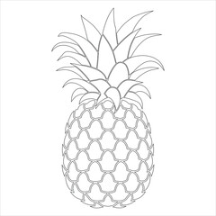 Pineapple fruit outline with spiky leaves tropical food