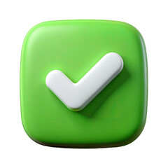 3d green check mark icon isolated on transparent background