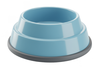 Blue Pet Bowl Isolated Food Dish Plastic Empty Dog Cat 3d