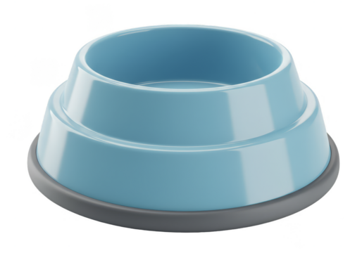 Blue Pet Bowl Isolated Food Dish Plastic Empty Dog Cat 3d