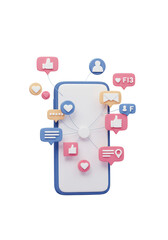 3D Smartphone Social Media Network Communication Icons Transparent
