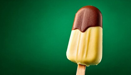 Vanilla ice cream stick with topping chocolate layer