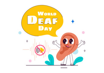 World Day of the Deaf Vector Illustration on September 26 to Raise Awareness About Hearing Loss Prevention and Ear Treatment in a Flat Background