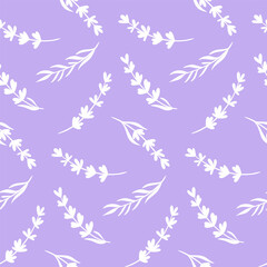 seamless pattern with lavender sprigs , purple and white, perfect for botanical, spa, floral or wellness designs.
