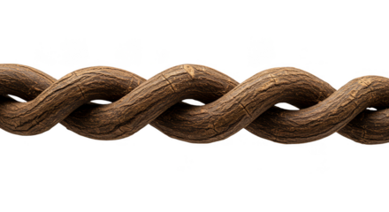 Brown Twisted Textured Rope Illustration Isolated on Transparent Background