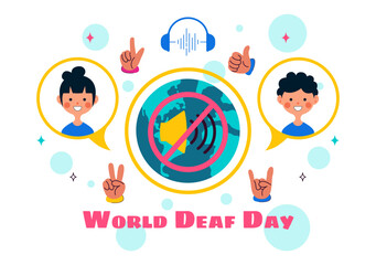 World Day of the Deaf Vector Illustration on September 26 to Raise Awareness About Hearing Loss Prevention and Ear Treatment in a Flat Background