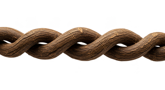 Brown Twisted Textured Rope Illustration Isolated on Transparent Background