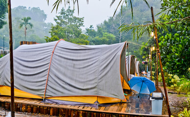 tropical riverside camping view