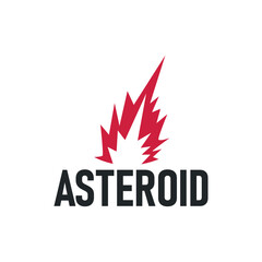 outer space concept with meteorite logo, space rock as asteroid simple silhouette vintage symbol illustration brand or business product and design template