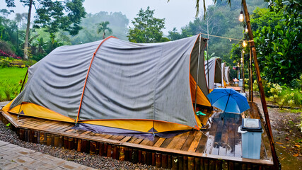 tropical riverside camping view