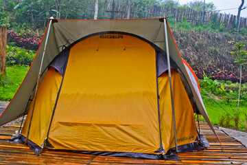tropical riverside camping view