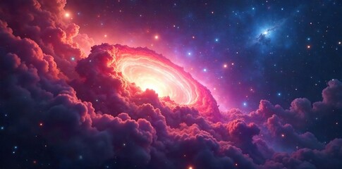 Fototapeta premium Swirling Nebula A Celestial Masterpiece of Vibrant Colors and Gaseous Clouds, Perfect for Astronomy, Space Exploration, and Cosmic Art Projects