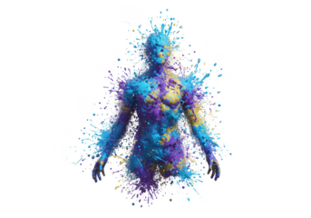 Abstract Figure Exploding Body 3d Rendering on Transparent Background