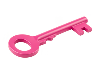 Cartoon Clipart Pink Key Isolated Security Object on Transparent BG