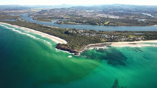 Fingal Headland And Tasman Sea In NSW, Australia - Aerial Panoramic