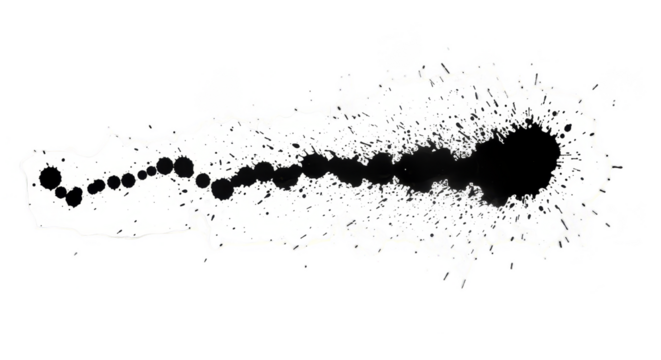 Abstract Splatter Paint White Stain with Black Ink Background
