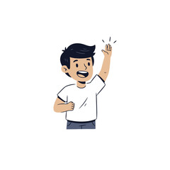 Cheerful Boy Waving Hand Illustration