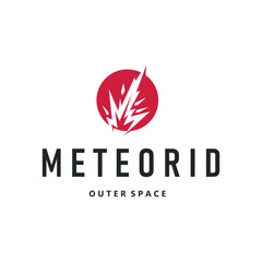 outer space concept with meteorite logo, space rock as asteroid simple silhouette vintage symbol illustration brand or business product and design template © Mayliana