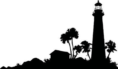 Mercusuar landscape scene silhouette