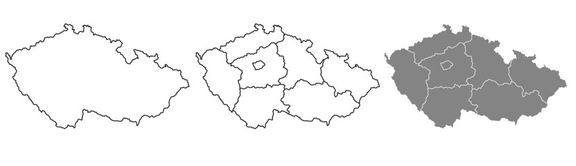 Obraz premium Czech Republic map – vector illustration of regions and political borders