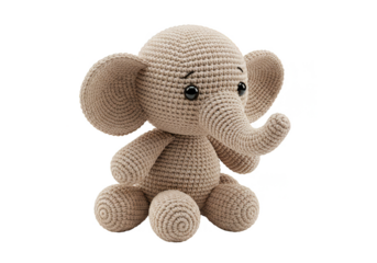 Amigurumi Elephant Plush Toy Isolated Handmade Crochet Animal Design